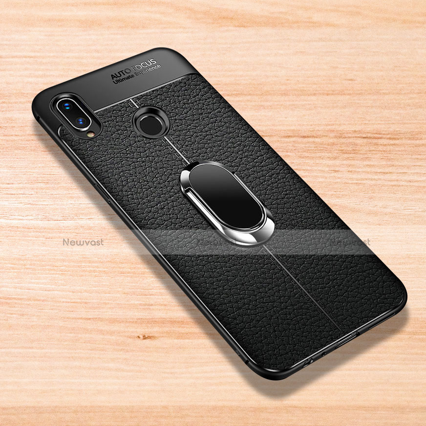 Soft Silicone Gel Leather Snap On Case Cover with Magnetic Finger Ring Stand for Xiaomi Redmi Note 7 Pro