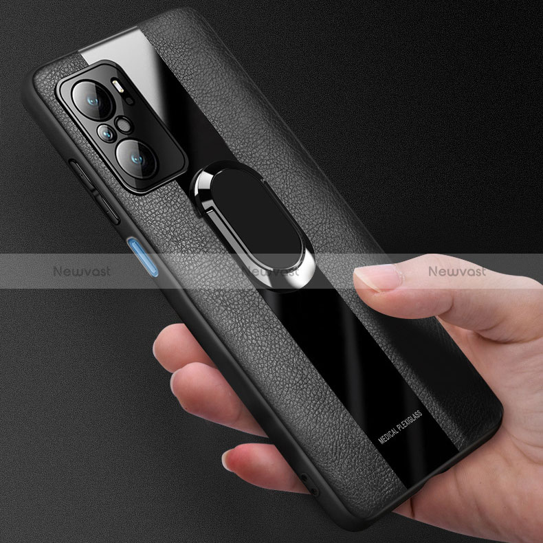 Soft Silicone Gel Leather Snap On Case Cover with Magnetic Finger Ring Stand PB1 for Xiaomi Mi 11X Pro 5G
