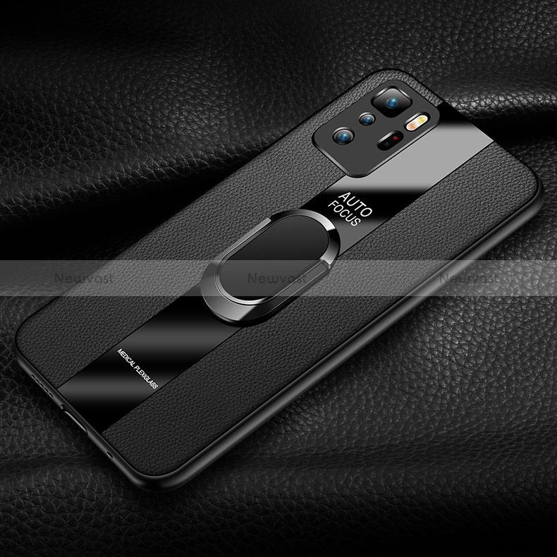 Soft Silicone Gel Leather Snap On Case Cover with Magnetic Finger Ring Stand PB1 for Xiaomi Poco X3 GT 5G