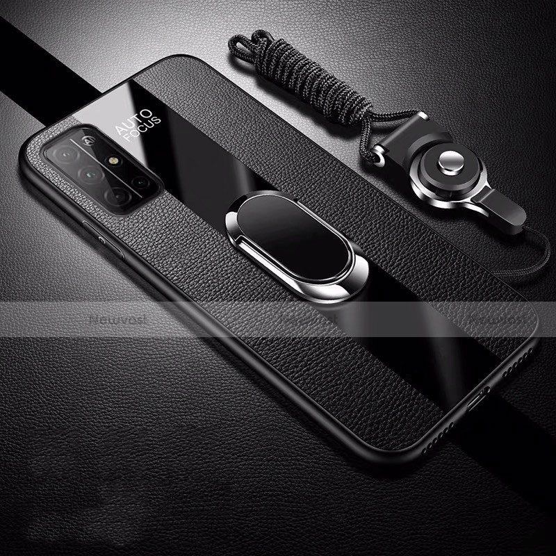 Soft Silicone Gel Leather Snap On Case Cover with Magnetic Finger Ring Stand S01 for Huawei Honor 30S