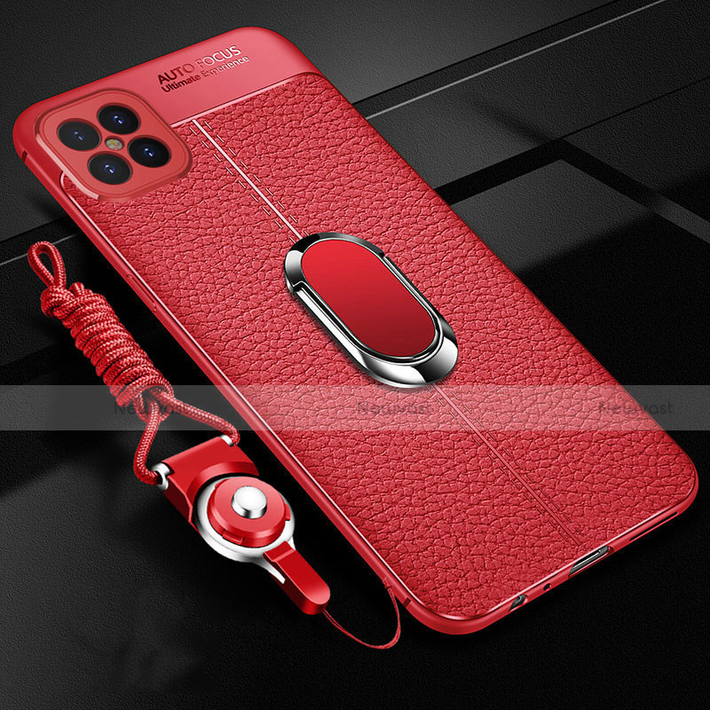 Soft Silicone Gel Leather Snap On Case Cover with Magnetic Finger Ring Stand S01 for Huawei Nova 8 SE 5G