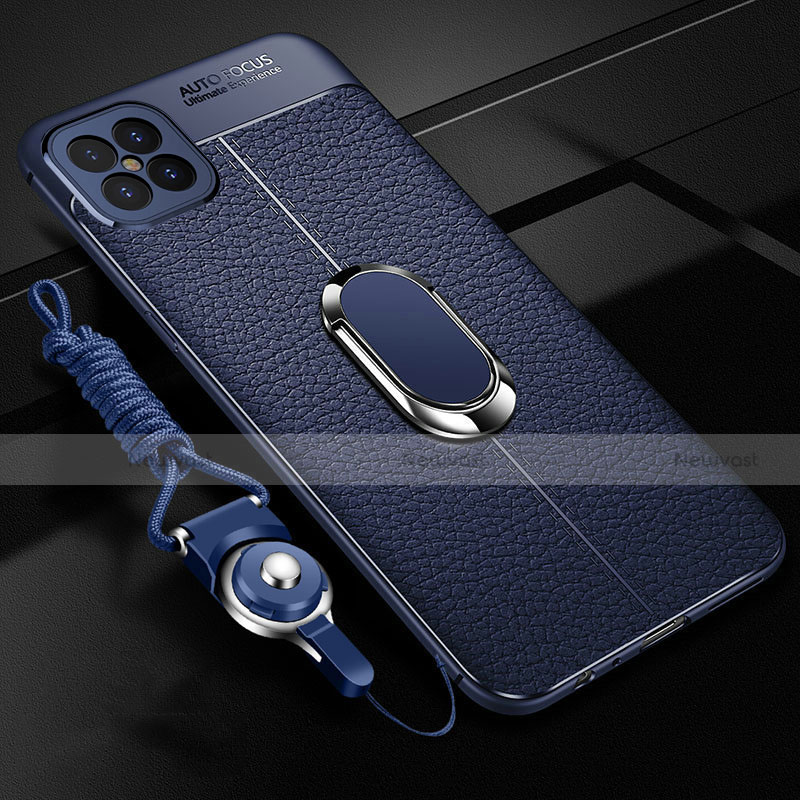 Soft Silicone Gel Leather Snap On Case Cover with Magnetic Finger Ring Stand S01 for Huawei Nova 8 SE 5G