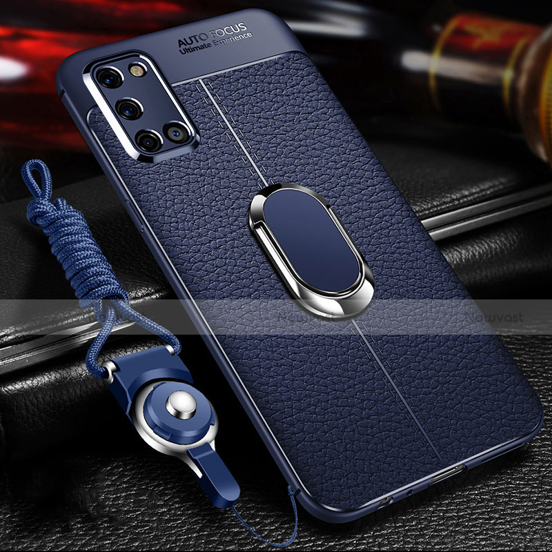 Soft Silicone Gel Leather Snap On Case Cover with Magnetic Finger Ring Stand S01 for Oppo A72