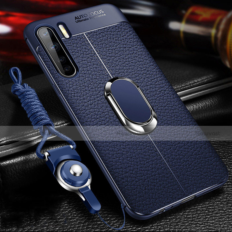 Soft Silicone Gel Leather Snap On Case Cover with Magnetic Finger Ring Stand S01 for Oppo A91