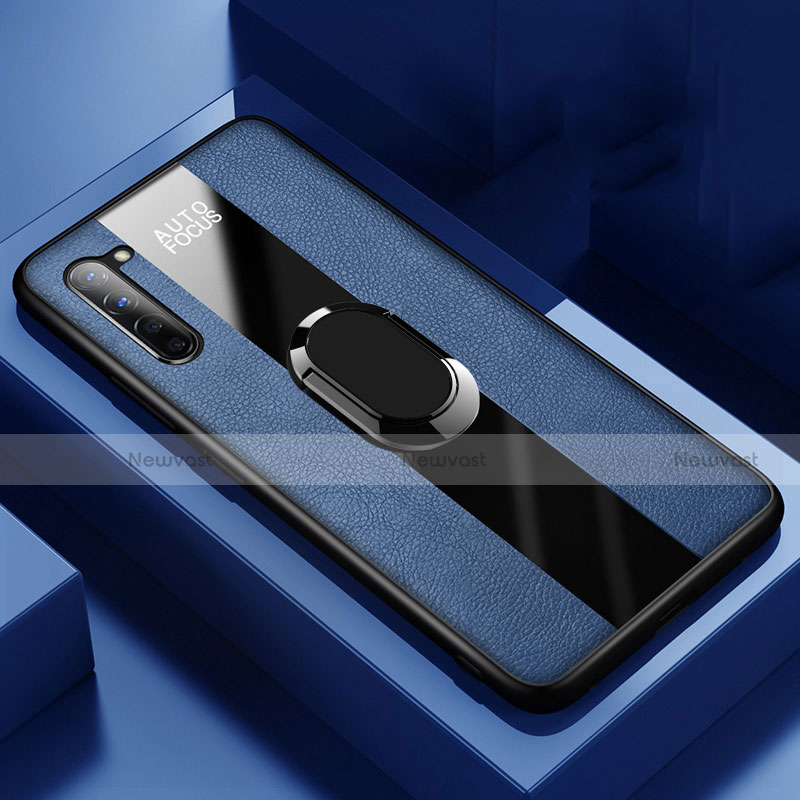 Soft Silicone Gel Leather Snap On Case Cover with Magnetic Finger Ring Stand S01 for Oppo Find X2 Lite