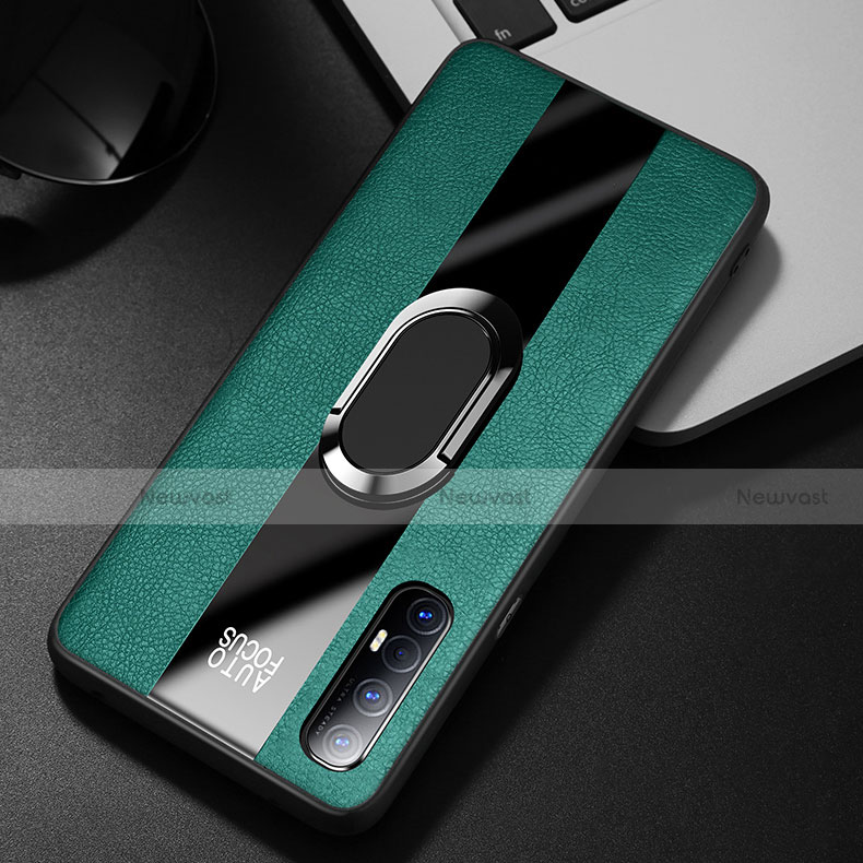 Soft Silicone Gel Leather Snap On Case Cover with Magnetic Finger Ring Stand S01 for Oppo Find X2 Neo