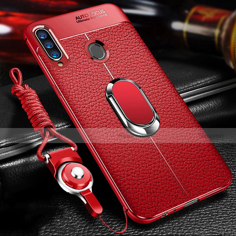 Soft Silicone Gel Leather Snap On Case Cover with Magnetic Finger Ring Stand S01 for Samsung Galaxy A20s