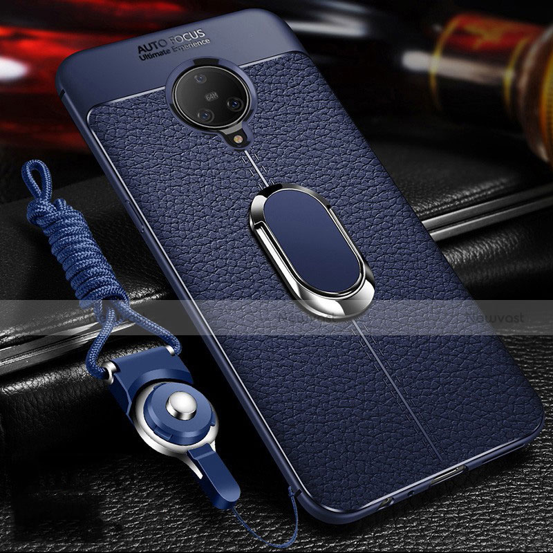 Soft Silicone Gel Leather Snap On Case Cover with Magnetic Finger Ring Stand S01 for Vivo Nex 3 5G