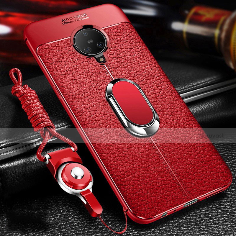 Soft Silicone Gel Leather Snap On Case Cover with Magnetic Finger Ring Stand S01 for Vivo Nex 3 5G