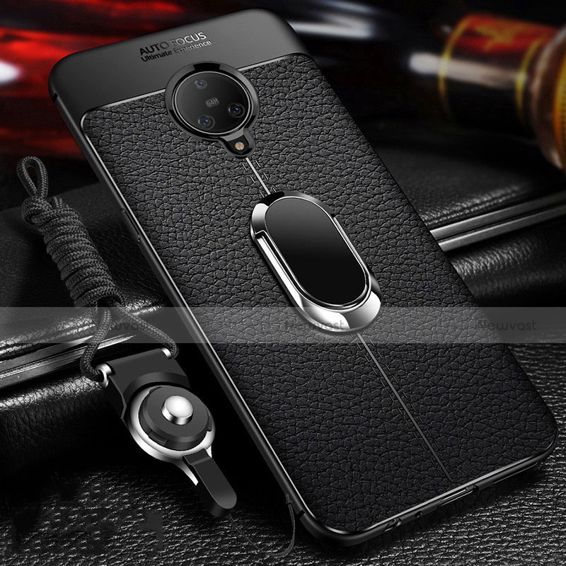 Soft Silicone Gel Leather Snap On Case Cover with Magnetic Finger Ring Stand S01 for Vivo Nex 3 5G