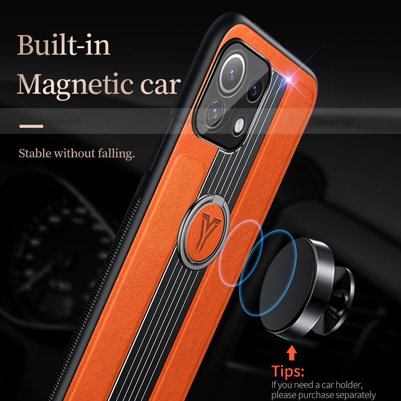 Soft Silicone Gel Leather Snap On Case Cover with Magnetic Finger Ring Stand S01 for Xiaomi Mi 11 Pro 5G