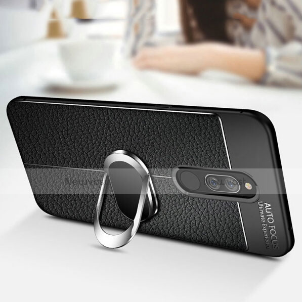 Soft Silicone Gel Leather Snap On Case Cover with Magnetic Finger Ring Stand S01 for Xiaomi Redmi 8