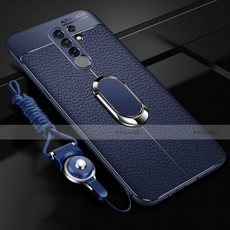 Soft Silicone Gel Leather Snap On Case Cover with Magnetic Finger Ring Stand S01 for Xiaomi Redmi 9