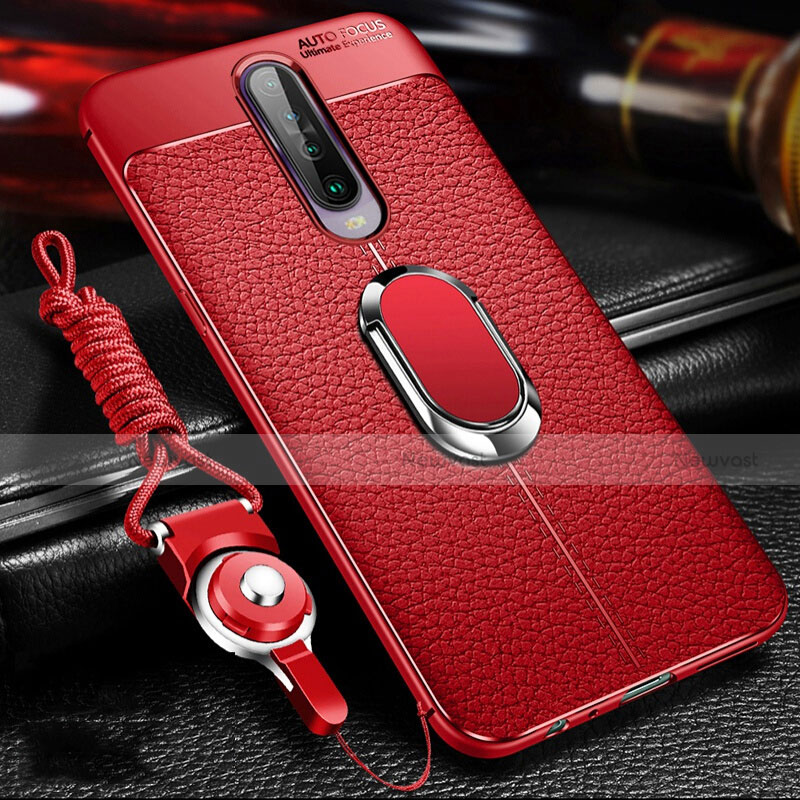 Soft Silicone Gel Leather Snap On Case Cover with Magnetic Finger Ring Stand S01 for Xiaomi Redmi K30 4G