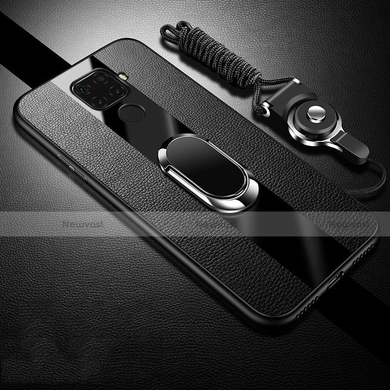 Soft Silicone Gel Leather Snap On Case Cover with Magnetic Finger Ring Stand S02 for Huawei Nova 5z