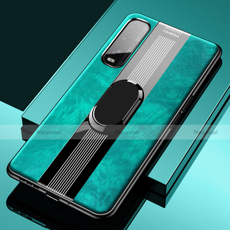 Soft Silicone Gel Leather Snap On Case Cover with Magnetic Finger Ring Stand S02 for Oppo Find X2