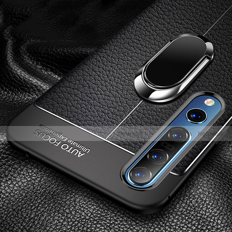 Soft Silicone Gel Leather Snap On Case Cover with Magnetic Finger Ring Stand S02 for Xiaomi Mi 10 Pro