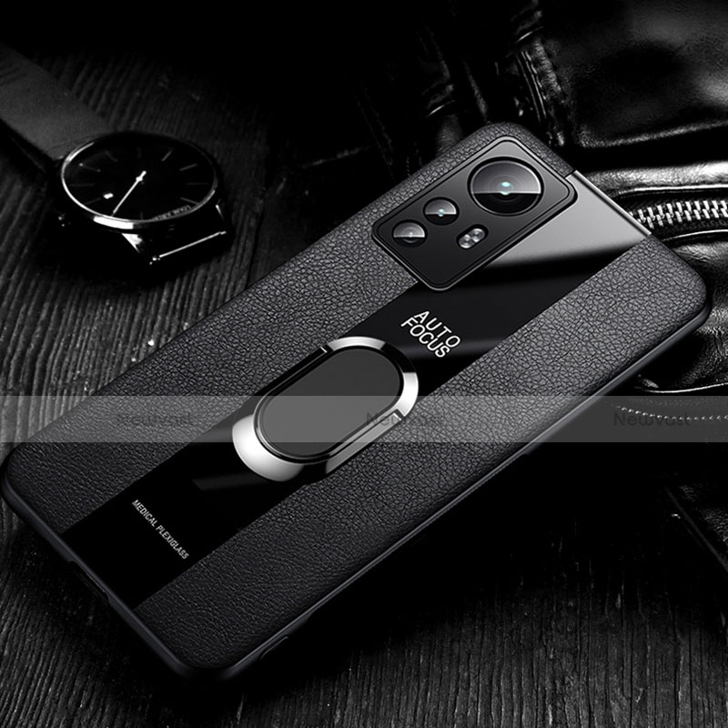 Soft Silicone Gel Leather Snap On Case Cover with Magnetic Finger Ring Stand S02 for Xiaomi Mi 12 5G