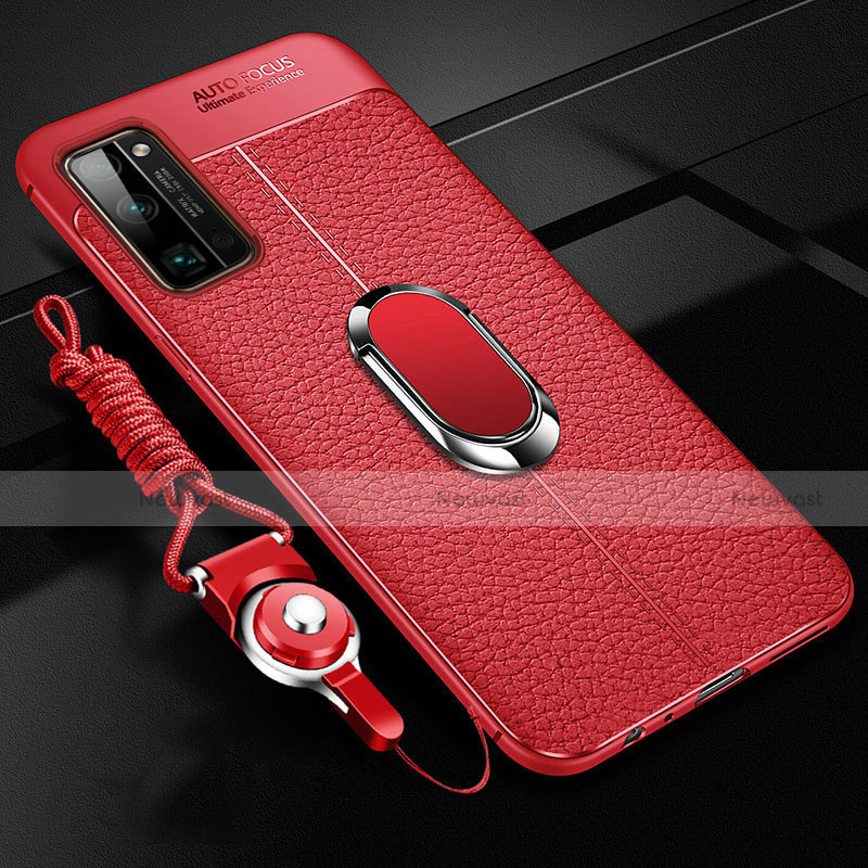Soft Silicone Gel Leather Snap On Case Cover with Magnetic Finger Ring Stand S03 for Huawei Honor 30 Pro