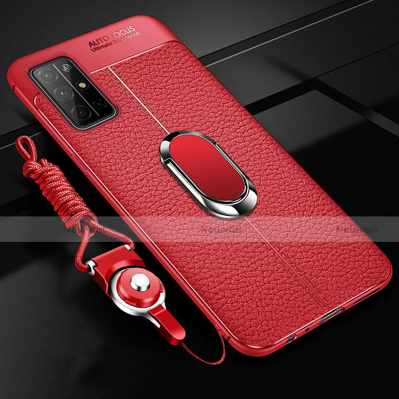 Soft Silicone Gel Leather Snap On Case Cover with Magnetic Finger Ring Stand S03 for Huawei Honor 30S