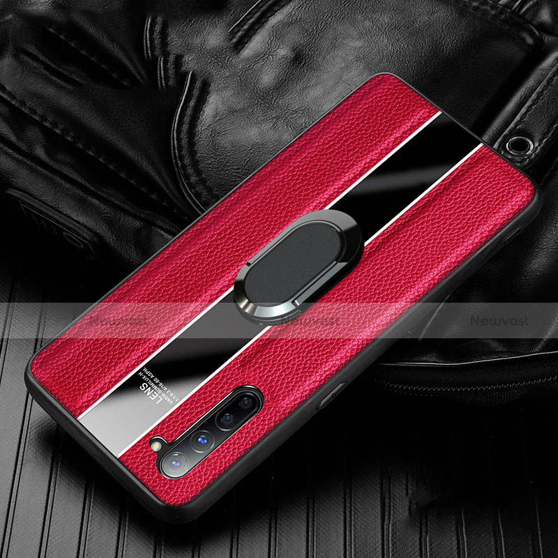 Soft Silicone Gel Leather Snap On Case Cover with Magnetic Finger Ring Stand S03 for Oppo F15