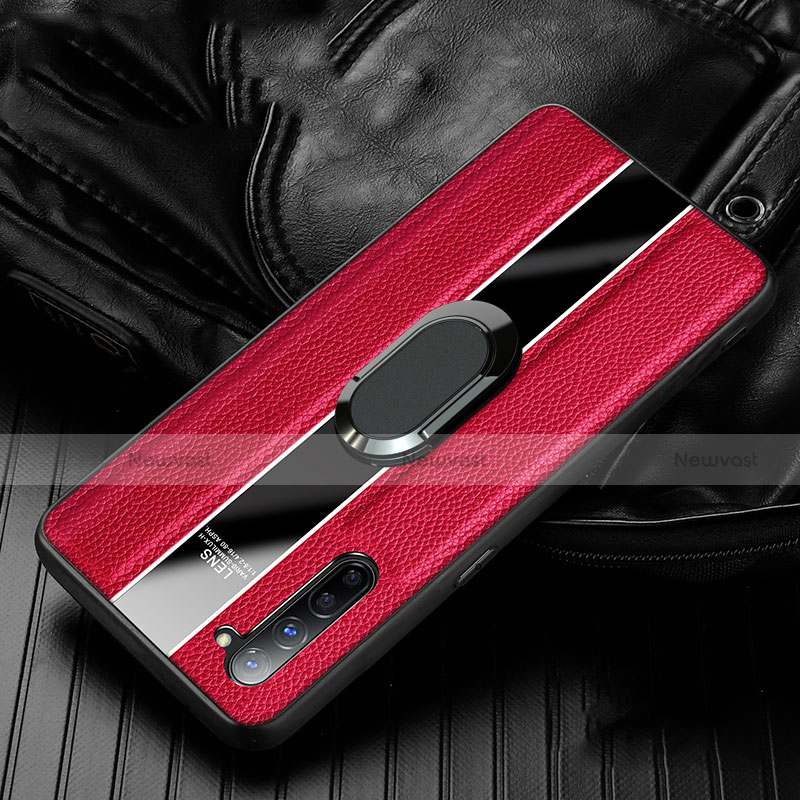 Soft Silicone Gel Leather Snap On Case Cover with Magnetic Finger Ring Stand S03 for Oppo K7 5G