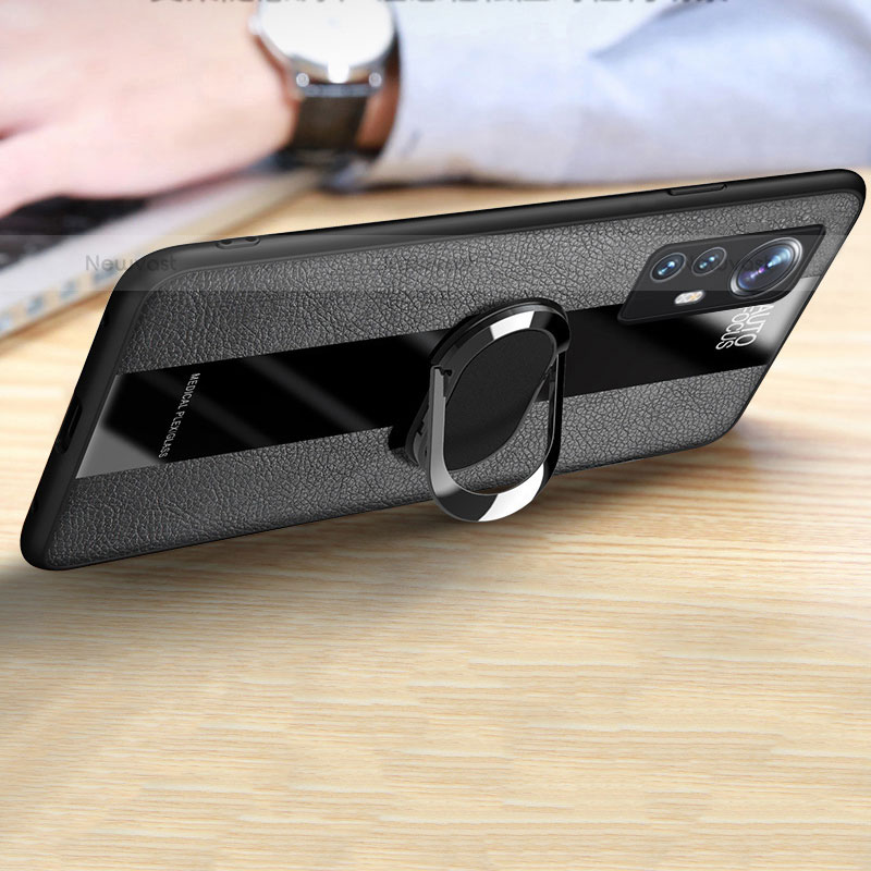 Soft Silicone Gel Leather Snap On Case Cover with Magnetic Finger Ring Stand S03 for Xiaomi Mi 12S 5G