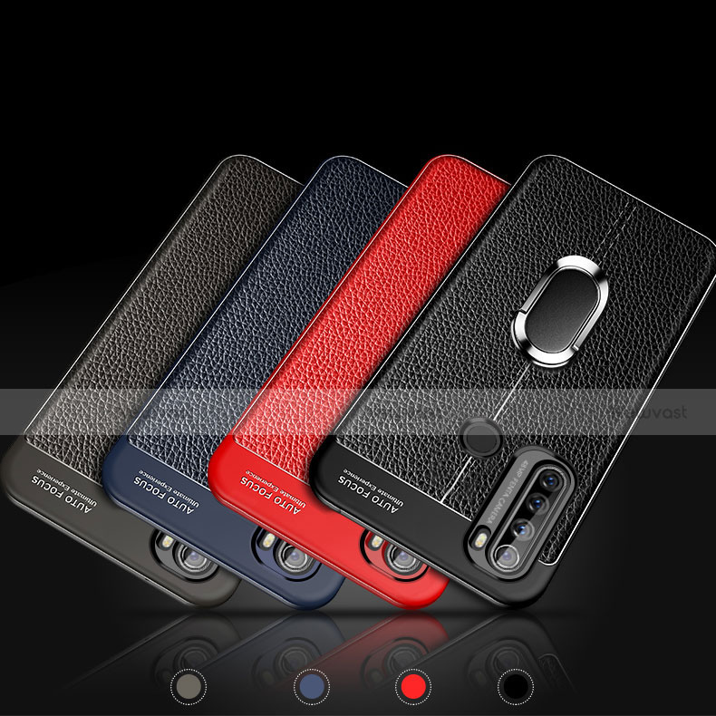 Soft Silicone Gel Leather Snap On Case Cover with Magnetic Finger Ring Stand S03 for Xiaomi Redmi Note 8T