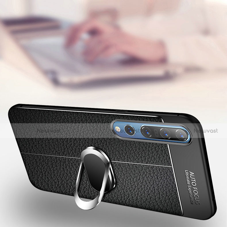 Soft Silicone Gel Leather Snap On Case Cover with Magnetic Finger Ring Stand S04 for Xiaomi Mi 10
