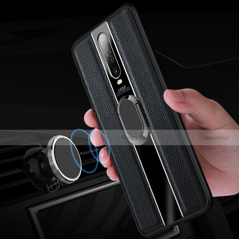 Soft Silicone Gel Leather Snap On Case Cover with Magnetic Finger Ring Stand S04 for Xiaomi Redmi K30 4G