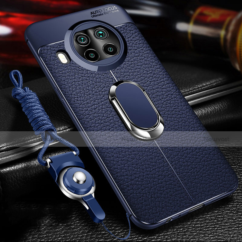 Soft Silicone Gel Leather Snap On Case Cover with Magnetic Finger Ring Stand T01 for Xiaomi Mi 10i 5G