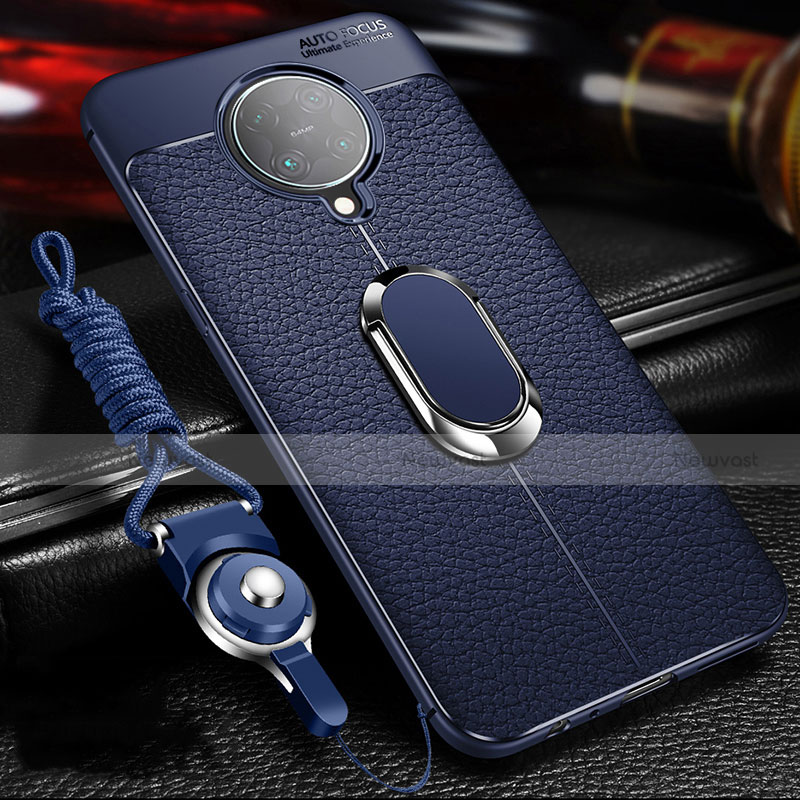 Soft Silicone Gel Leather Snap On Case Cover with Magnetic Finger Ring Stand T01 for Xiaomi Redmi K30 Pro 5G