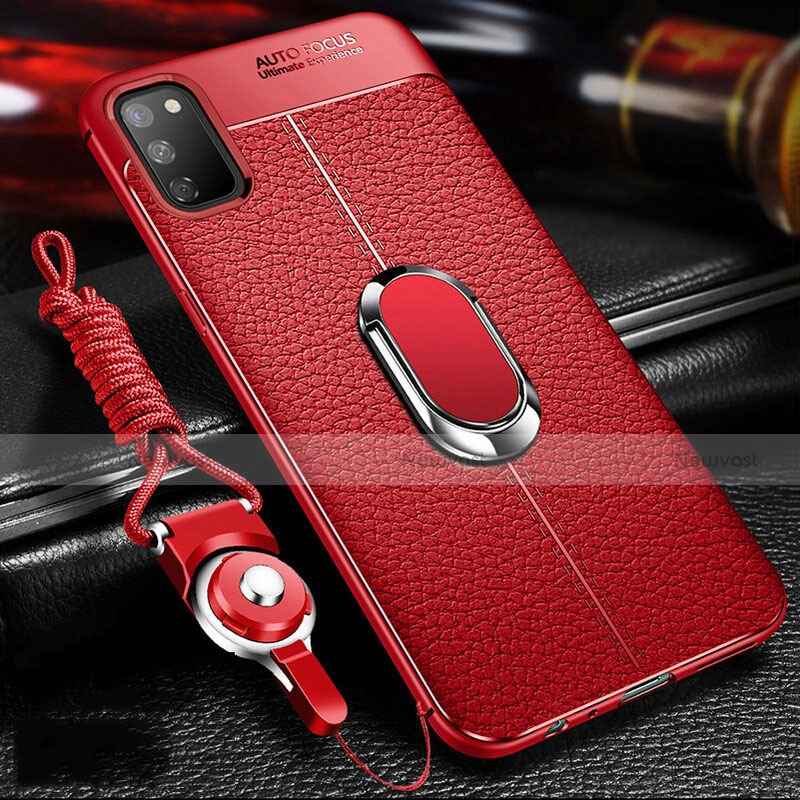 Soft Silicone Gel Leather Snap On Case Cover with Magnetic Finger Ring Stand T02 for Huawei Honor View 30 5G