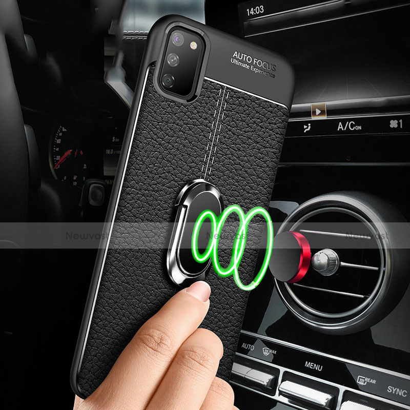 Soft Silicone Gel Leather Snap On Case Cover with Magnetic Finger Ring Stand T02 for Huawei Honor View 30 Pro 5G