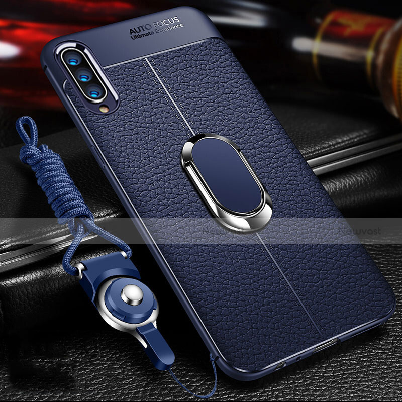 Soft Silicone Gel Leather Snap On Case Cover with Magnetic Finger Ring Stand T02 for Xiaomi Mi A3