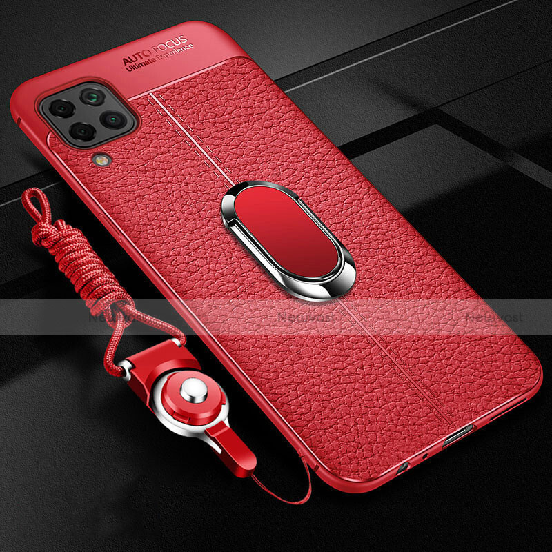 Soft Silicone Gel Leather Snap On Case Cover with Magnetic Finger Ring Stand T03 for Huawei Nova 6 SE