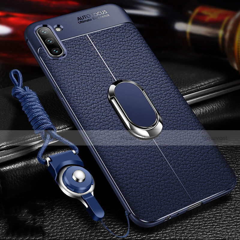Soft Silicone Gel Leather Snap On Case Cover with Magnetic Finger Ring Stand T03 for Samsung Galaxy Note 10 5G