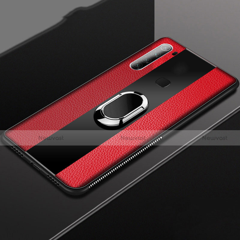 Soft Silicone Gel Leather Snap On Case Cover with Magnetic Finger Ring Stand T03 for Xiaomi Redmi Note 8