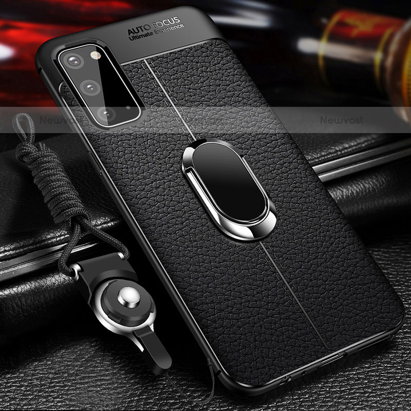 Soft Silicone Gel Leather Snap On Case Cover with Magnetic Finger Ring Stand WL1 for Samsung Galaxy S20