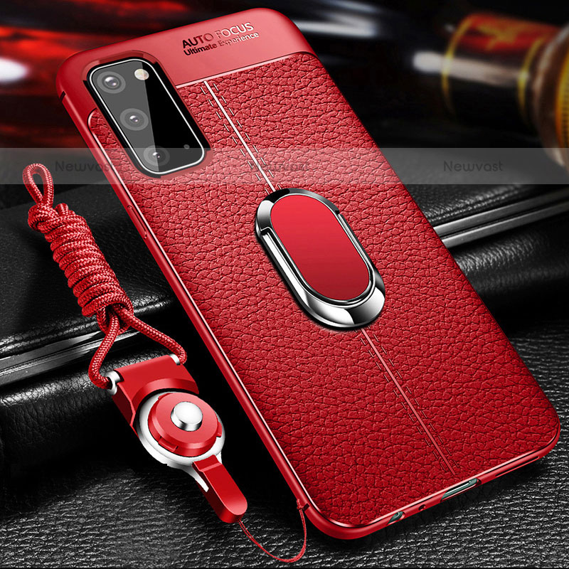 Soft Silicone Gel Leather Snap On Case Cover with Magnetic Finger Ring Stand WL1 for Samsung Galaxy S20 5G