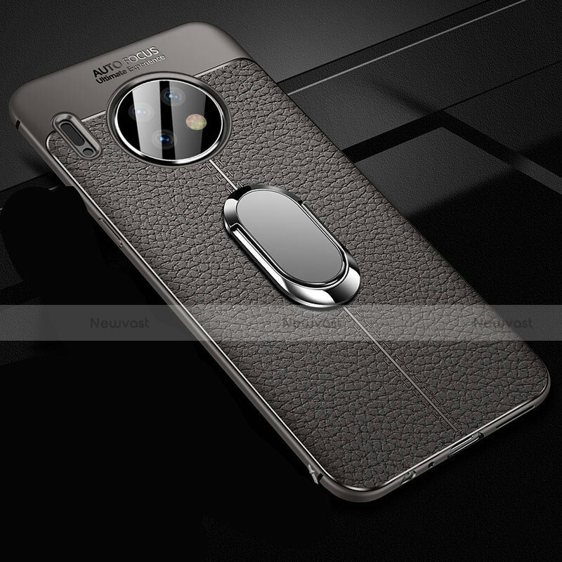 Soft Silicone Gel Leather Snap On Case Cover with Magnetic Finger Ring Stand Z02 for Huawei Mate 30 5G