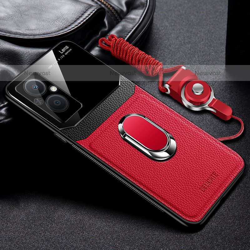 Soft Silicone Gel Leather Snap On Case Cover with Magnetic FL1 for OnePlus Nord N20 5G Red