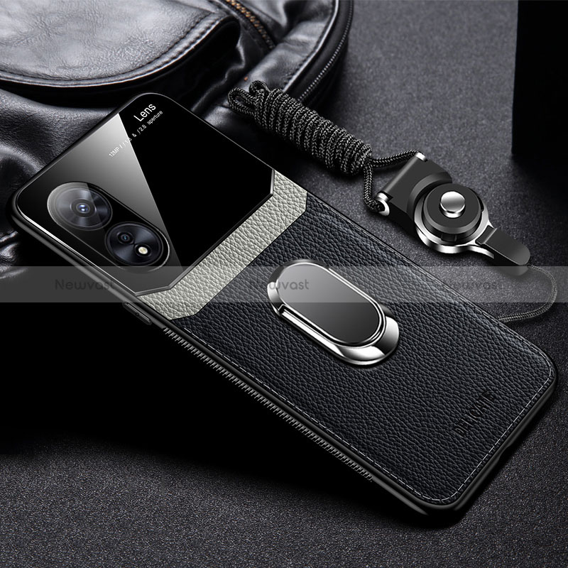 Soft Silicone Gel Leather Snap On Case Cover with Magnetic FL1 for Oppo A58 5G