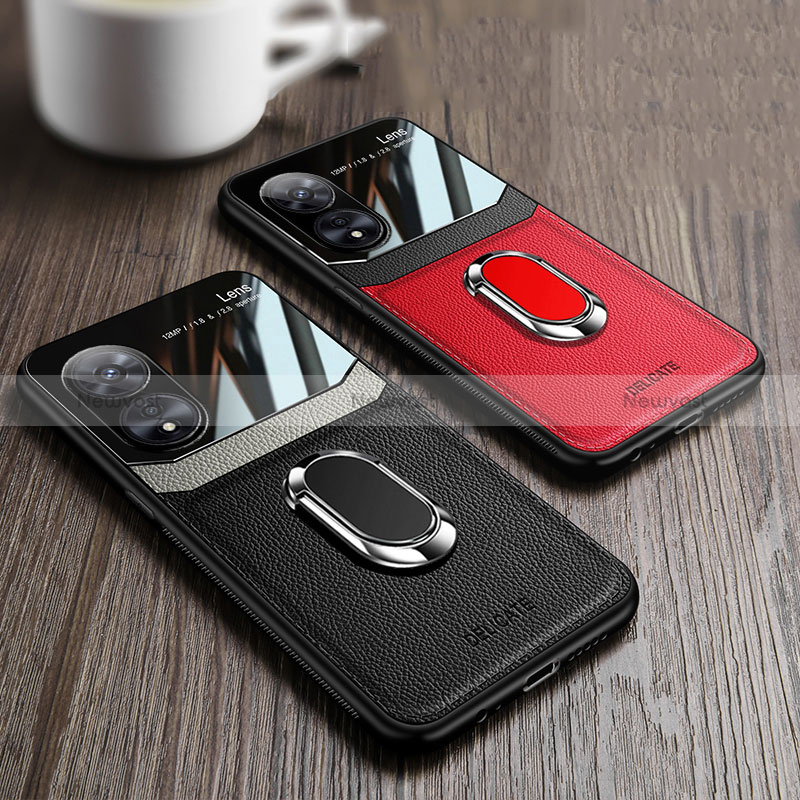 Soft Silicone Gel Leather Snap On Case Cover with Magnetic FL1 for Oppo A58 5G