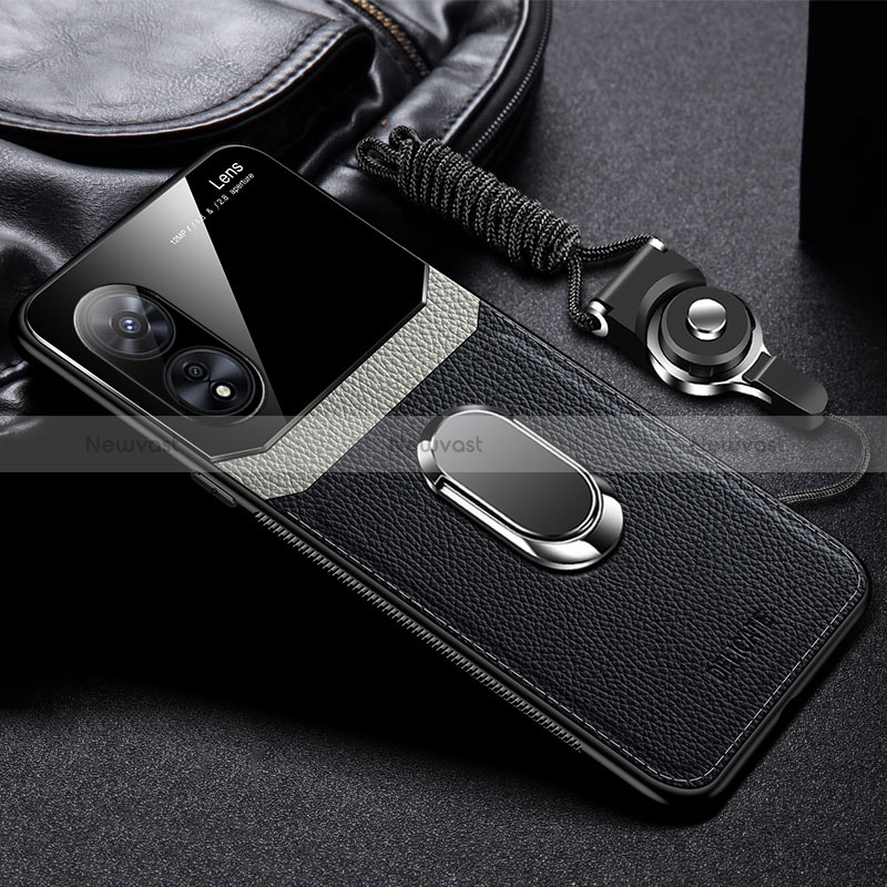 Soft Silicone Gel Leather Snap On Case Cover with Magnetic FL1 for Oppo A78 5G