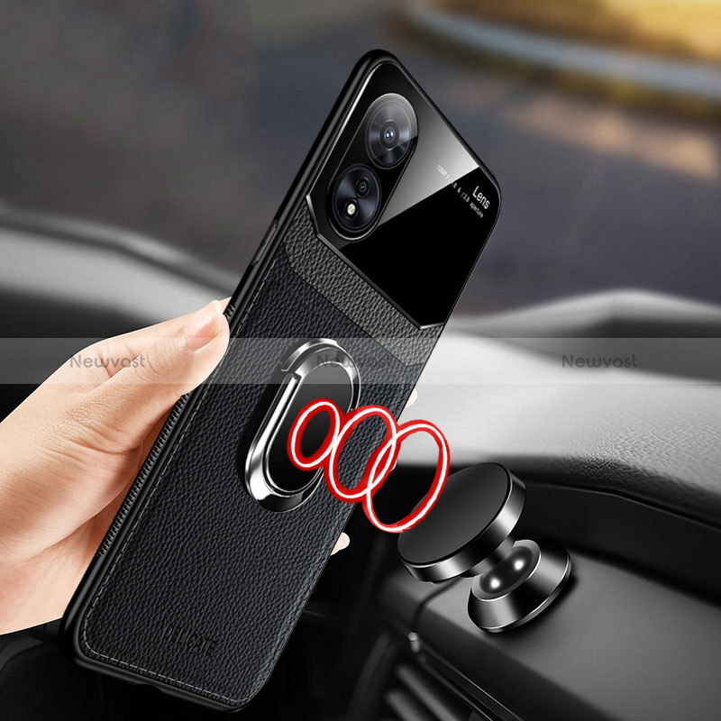 Soft Silicone Gel Leather Snap On Case Cover with Magnetic FL1 for Oppo A78 5G