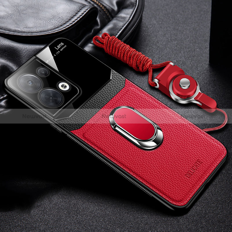 Soft Silicone Gel Leather Snap On Case Cover with Magnetic FL1 for Oppo Reno8 Pro+ Plus 5G Red