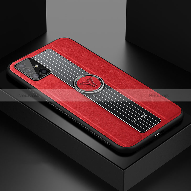 Soft Silicone Gel Leather Snap On Case Cover with Magnetic FL1 for Samsung Galaxy A51 5G Red