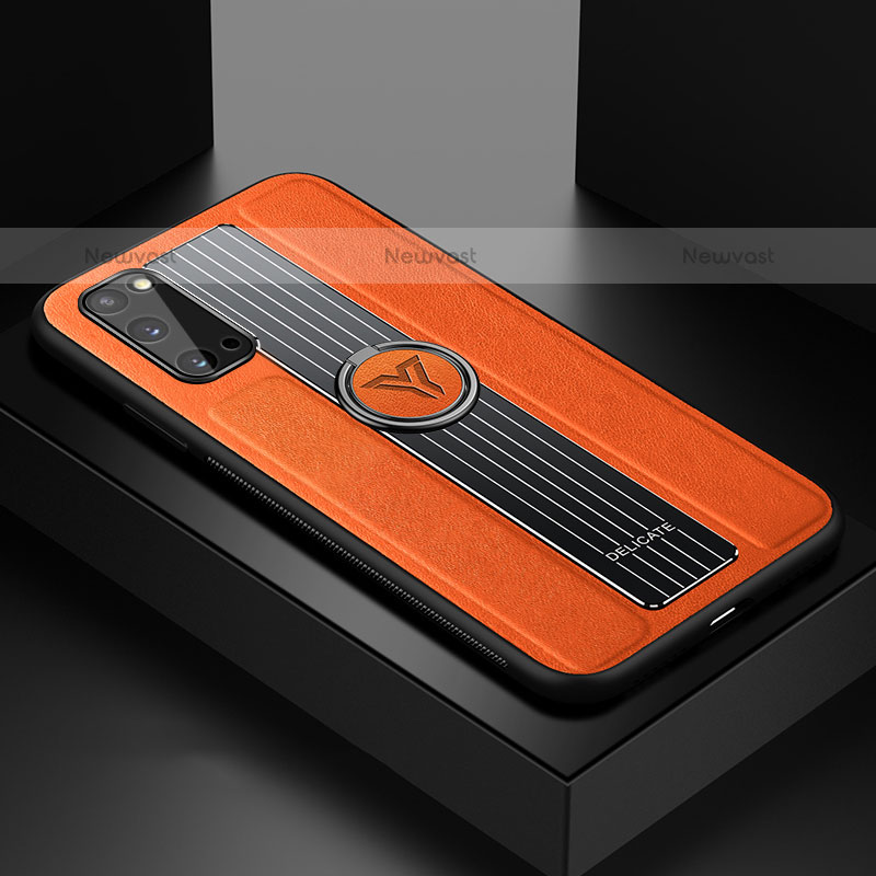 Soft Silicone Gel Leather Snap On Case Cover with Magnetic FL1 for Samsung Galaxy S20 5G Orange