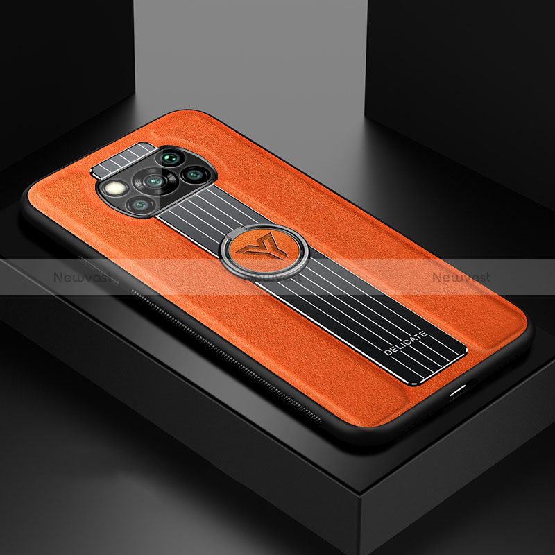 Soft Silicone Gel Leather Snap On Case Cover with Magnetic FL1 for Xiaomi Poco X3 NFC Orange